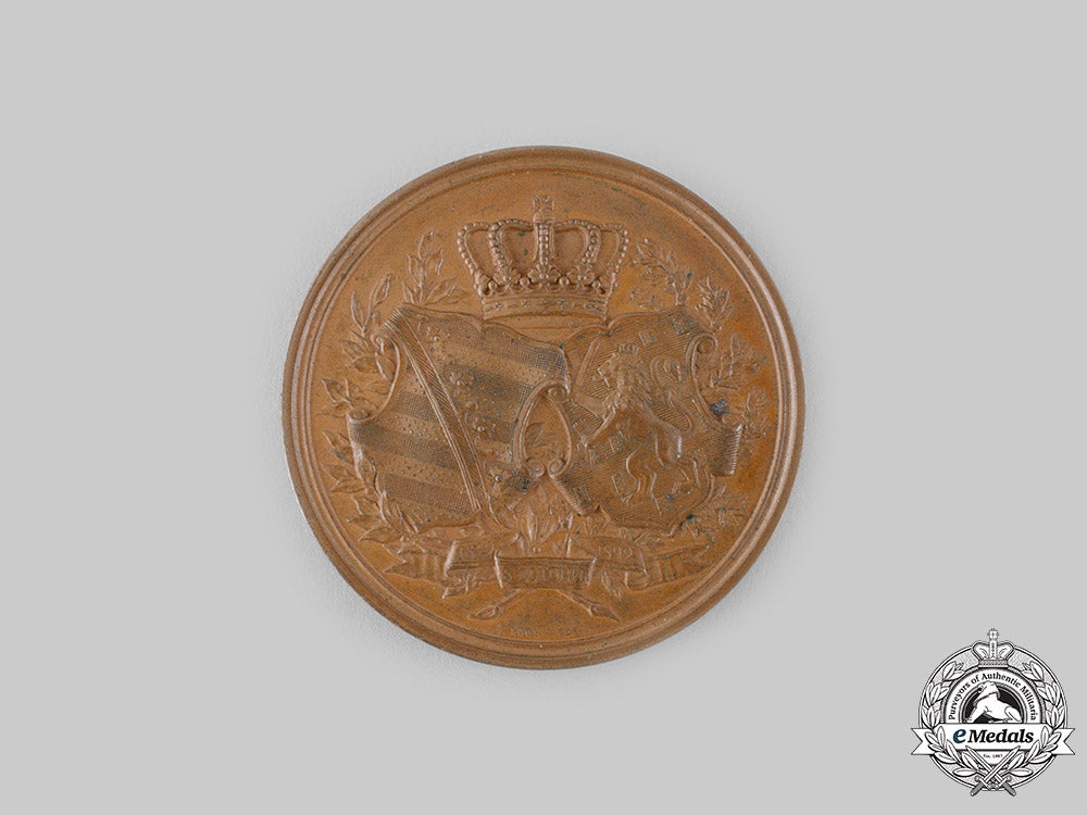 saxe-_weimar,_grand_duchy._an1892_golden_wedding_anniversary_bronze_medallion_by_gottfried_bernhard_loos_ci19_4647
