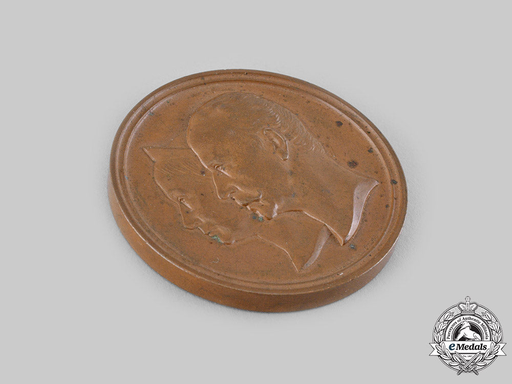 saxe-_weimar,_grand_duchy._an1892_golden_wedding_anniversary_bronze_medallion_by_gottfried_bernhard_loos_ci19_4648