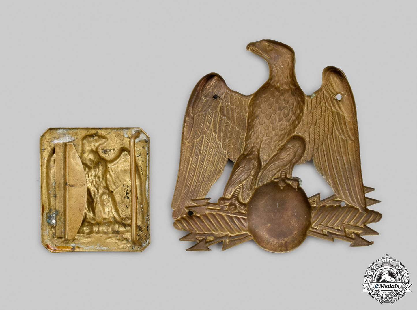 france,_ii_republic._a_crimean_war_era_french_army_sappers_helmet_plate_and_infantry_of_the_line_belt_buckle_cic2021__mnc6565_1