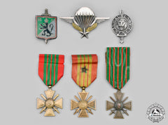 France, Iii And Iv Republics. A Lot Of Six Medals And Badges