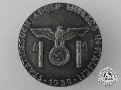 A 1938 Commemorative Badge Of Ah's Visit To Italy