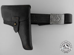 A Waffen-Ss Em/Nco’s Belt With Buckle And Holster