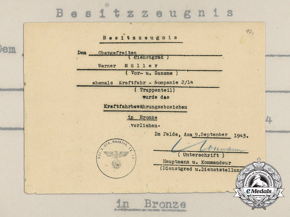 a1943_award_document_for_a_bronze_grade_driver_proficiency_badge_d_1106