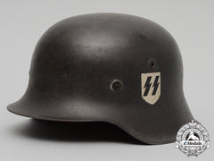 An Outstanding M42 Waffen-Ss Combat Helmet With Single C.a. Pocher Reverse Decal