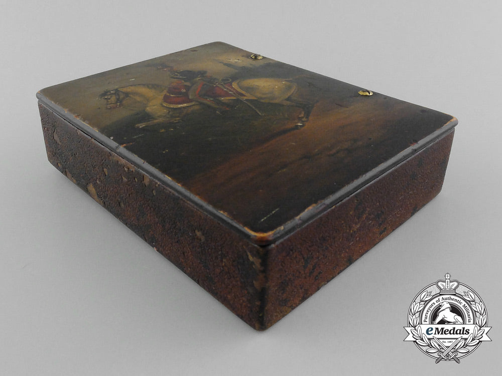 a_napoleonic_period_hand_painted_wooden_box_depicting_a_prussian_cavalry_rider_d_2714