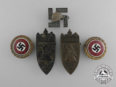 Germany. A Pair Nsdap Golden Party Badges With Date And "A.h." Initials; "A.h. 22.12.38"