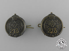 A First War 218Th Infantry Battalion Collar Badge Pair