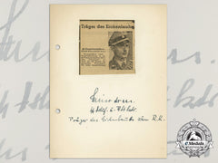 A Wartime Daybook Page Signed By Ss-Hauptsturmführer Erwin Meierdrees