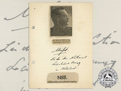 A Wartime Signed Daybook Page Of Nsb Leader Anton Mussert