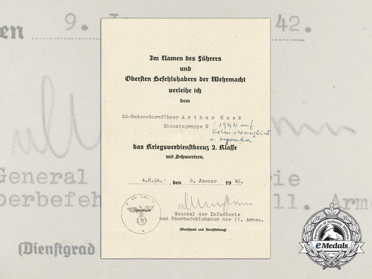 a1942_war_merit_cross_award_document_to_ss-_untersturmführer_keck_kia_d_6380