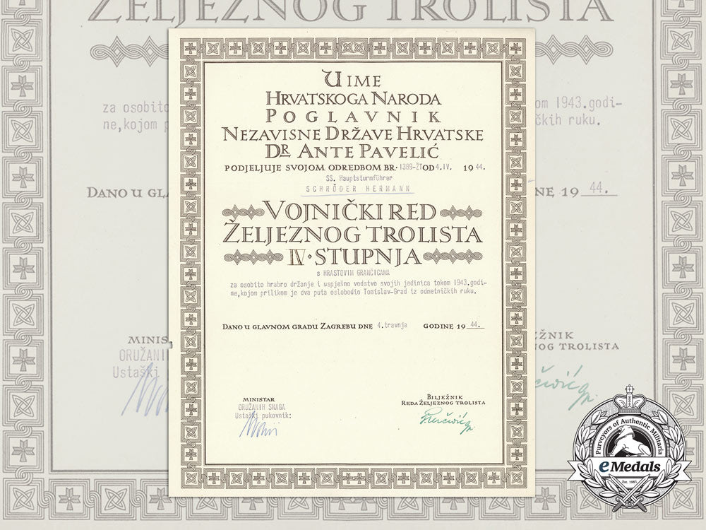 croatia,_independent_state._a_military_order_of_trefoil_award_document_to_ss-_hauptsturmführer_schröder_hermann_d_6390
