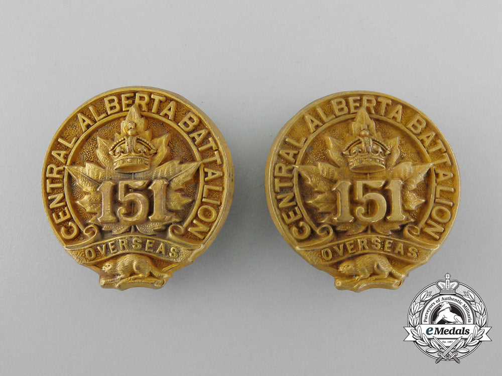 a_first_war151_st_infantry_battalion_officer's_collar_badge_pair_d_7273