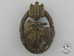 An Early Panzer Badge; Bronze Grade In Tombac