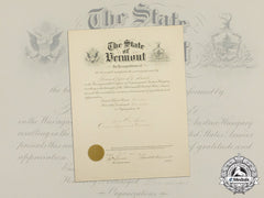 A First War State Of Vermont Certificate Of Service To Franklyn B. Wade; 833Rd Aero Squadron