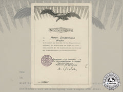 A 1935 Aircraft Reporting Service Badge Award Document