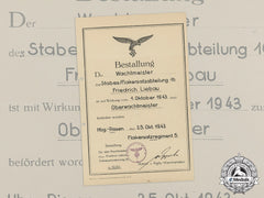 A Luftwaffe Promotional Document Promoting Friedrich Liebau To Flak Master Sergeant