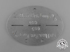 A Scarce Luftwaffe Luftnachrichten Flugmeldereservekompanie 9/3 Identification Tag