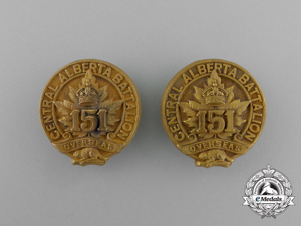 a_first_war151_st_infantry_battalion_officer's_collar_badge_pair_e_2364