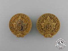 A First War 151St Infantry Battalion Officer's Collar Badge Pair