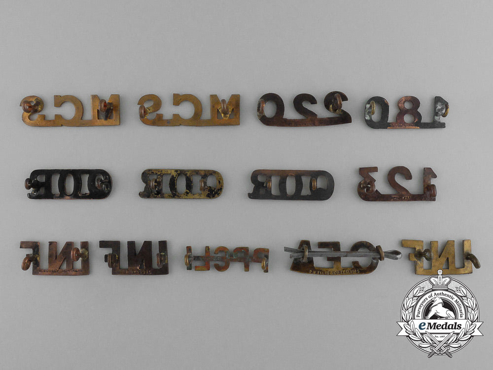 thirteen_first_war_canadian_shoulder_titles_e_2373