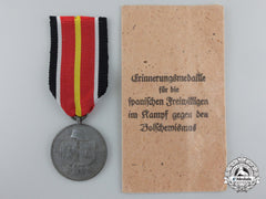 A Commemorative Medal Of Spanish Blue Division With Paper Pocket Of Issue