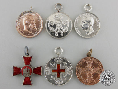 six_first_war_period_german_miniature_medals&_awards_em37a