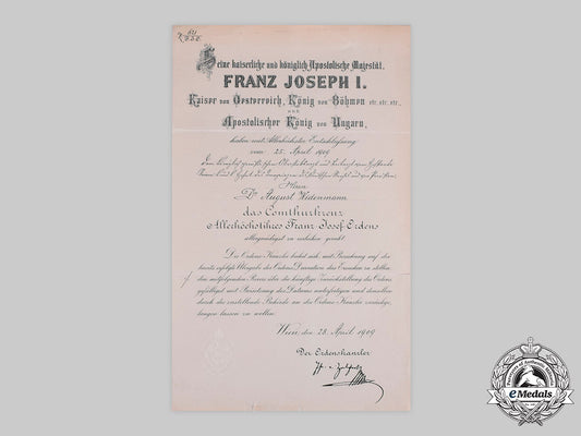 austria,_imperial._a_franz_joseph_order_commander’s_cross_document_to_doctor_of_crown_prince_of_prussia,1909__emd2380_c20_01896
