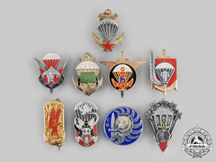 France, Republic. A Lot Of Nine Parachutist Badges