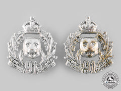 Canada, Dominion. A Pre-First War 91St Regiment Canadian Highlanders Collar Badge Pair