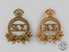 Canada, Cef. A 42Nd Lanark And Renfrew Regiment Collar Badge Mismatched Pair, C.1915