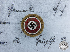 An Nsdap Golden Party Badge; Small Version To Erich Heinecke