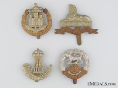 Four First & Second War British Cap Badges