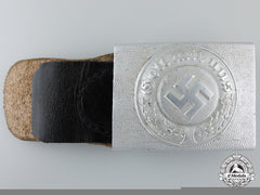 A German Police Buckle With Leather Tab