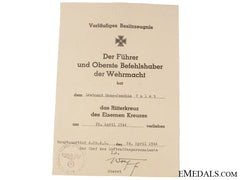 Knight's Cross Preliminary Documents & Photos To A Luftwaffe Officer