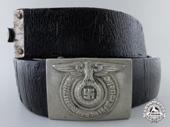 An Early Ss Em Belt Buckle By Overhoff & Cie With Black Belt