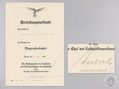 A Luftwaffe Document Grouping To Observer Andreas Berndsen