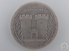 A First War French Verdun Medal With Document; 1916