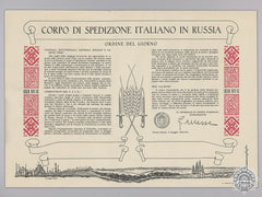 A Second War Italian Russian Front Honour Badge And Award Document