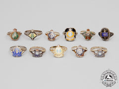 Eleven Sterling Silver Canadian Regimental Rings