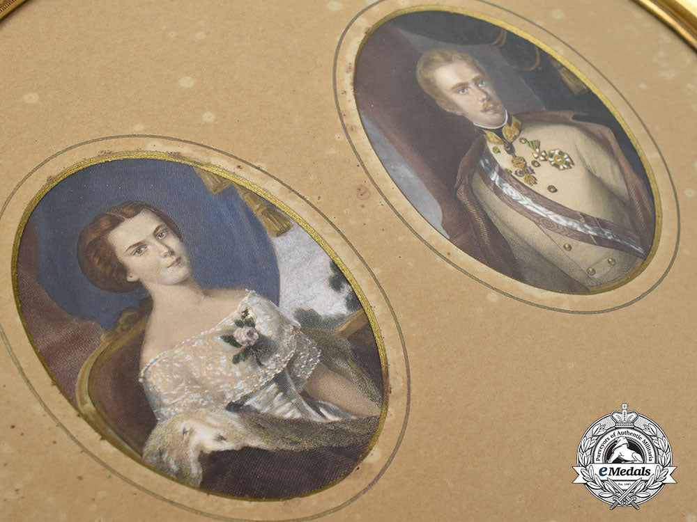 austria-_hungary,_empire._a_pair_of_framed_portraits_depicting_emperor_franz_joseph_and_empress_elisabeth_l22_mnc0666_425_1