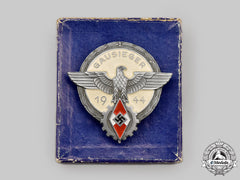 Germany, Hj. A 1944 National Trade Competition Victor’s Badge, Silver Grade With Case, By Gustav Brehmer