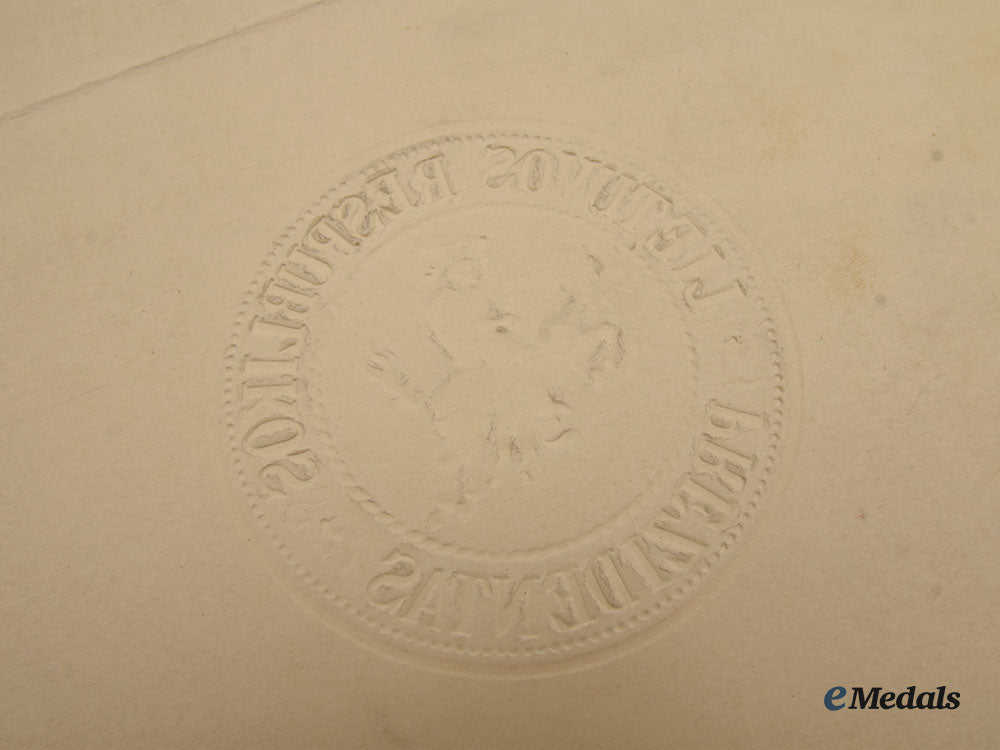 lithuania,_republic._an_order_of_gediminas,_ii_class_set_and_award_document_to_alberto_d'agostino,_c.1936_l22_mnc0993_850_1