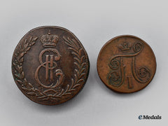 Russia, Imperial. A Pair Of 18Th Century Kopek Coins