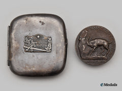 Austria, Empire. “The Sacred Egoism” Medallion By Edmund Otto, 1917 & A “Christmas On The Front” Cigarette Case.