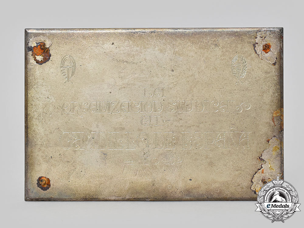 spain,_spanish_state._a1952_trade_union_organization_commemorative_plaque_to_francisco_franco_l22_mnc3267_569