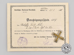 Germany, Weimar Republic. A Baltic Cross, With Scarce Award Document To The Iron Division