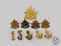 Canada, Dominion. A Lot Of Ten 13Th Regiment Militia (Royal Hamilton Light Infantry) Insignia