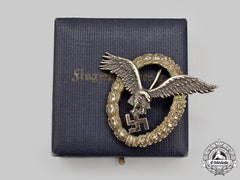 Germany, Luftwaffe. A Rare Pilot’s Badge, J1 Type 2 With Case, By C.e. Juncker