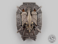 Poland, II Republic. A 22nd Infantry Regiment Badge, By R.Dalkowski