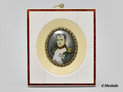 France, Kingdom. A Miniature Hand Painted Portrait Of Napoleon